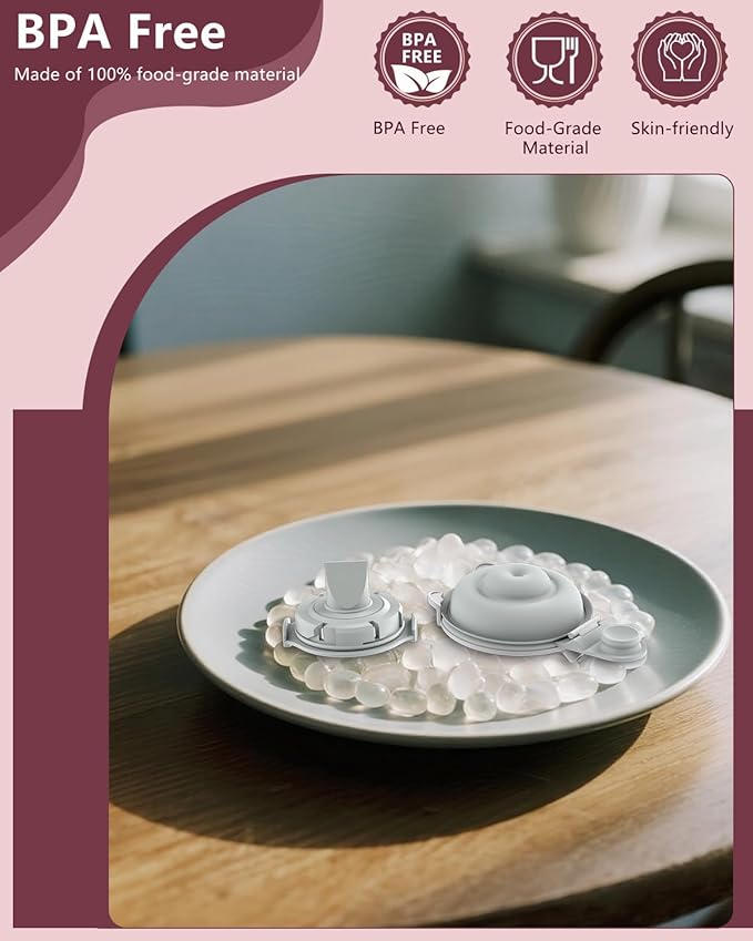 8PC Upgraded M9 Breast Pump Replacement Part, Including 4pcs Duckbill Valve and 4pcs Double-Layed Diaphragms for Momcozy Upgraded Mobile Flow | Upgraded M9, Valve, Diaphragms, 8PC Gray