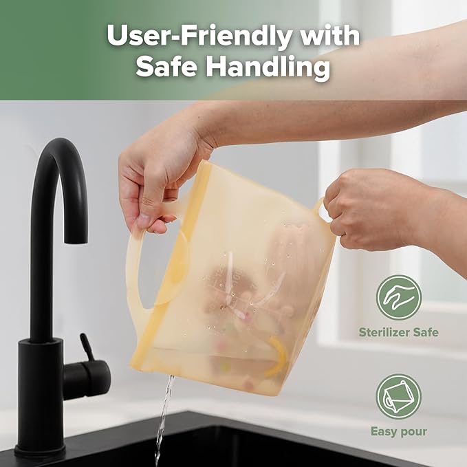 Haakaa Silicone Microwave Steamer & Steriliser Bag, 70oz/2000ml Large Capacity Reusable Steaming Bags for Baby Bottles,Breast Pump,Accessories,Pacifiers,Teethers, Great for Home&On The Go,Pinapple/1PC