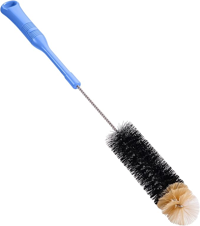 Bottle Cleaning Brush, 17 Inches Extra Long Handle Water Bottle Brush, Flexible Bendable Cleaner for Washing Narrow Neck Bottles, Wine Decanter, Kombucha, Pipes, Beer Brewing Supplies, 2 Pack