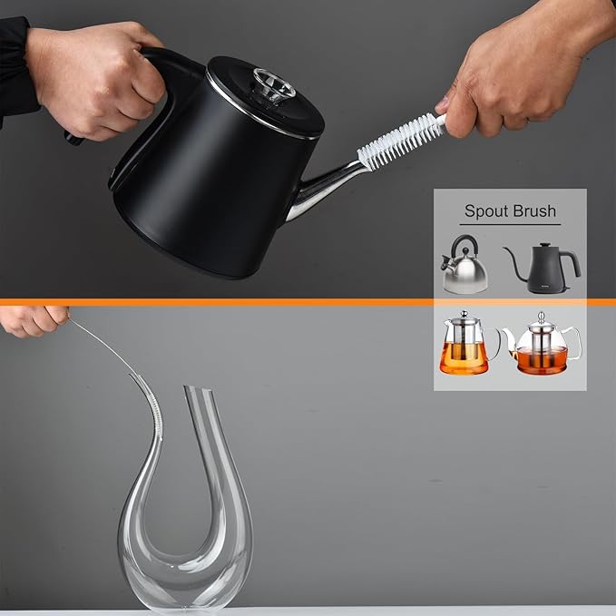 ALINK 8 Pack Bottle Brush Cleaning Set with Stand, Long Handle Bottle Cleaner with Holder for Narrow Neck Beer Wine Brewing Bottles, Stanley, Baby Bottles, Tumblers, Drinking Glasses, Straws