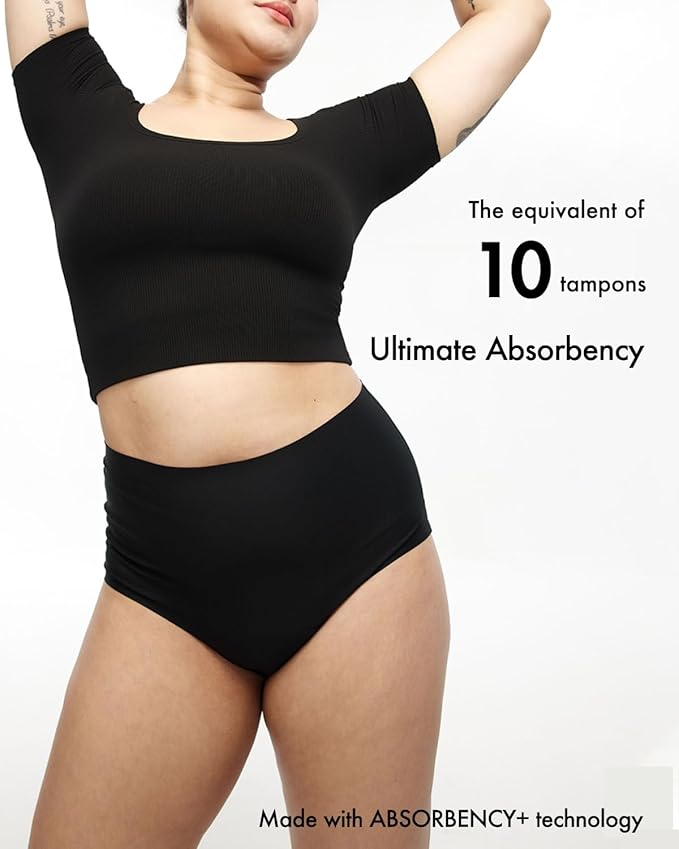 LEAKPROOF2.0 Seamless High Waist Ultimate Absorbency Period Underwear for Women Heavy Flow Holds 10 Tampons