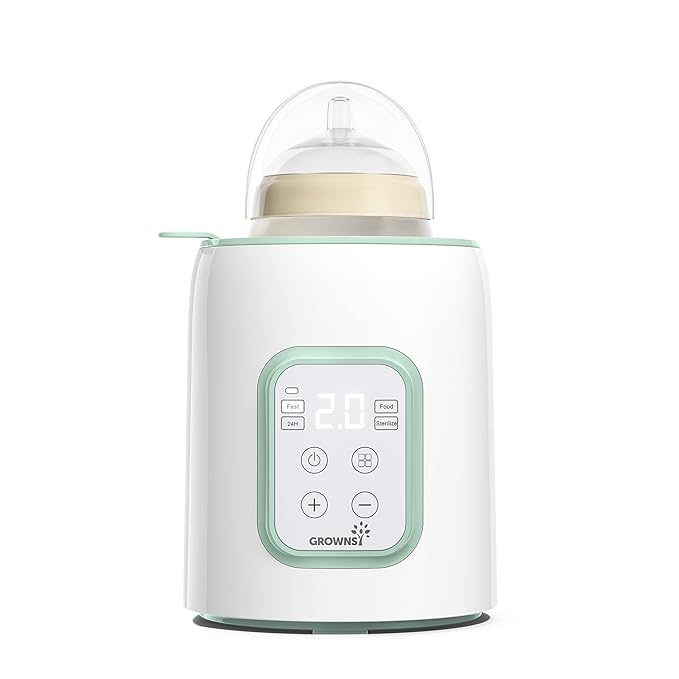 Grownsy Baby Bottle Warmer, 8-in-1 Fast Baby Milk Warmer with Timer for Breastmilk or Formula, Accurate Temperature Control, 24H Keep, Food Heater&Defrost BPA-Free Bottle Warmer for All Bottles- Green