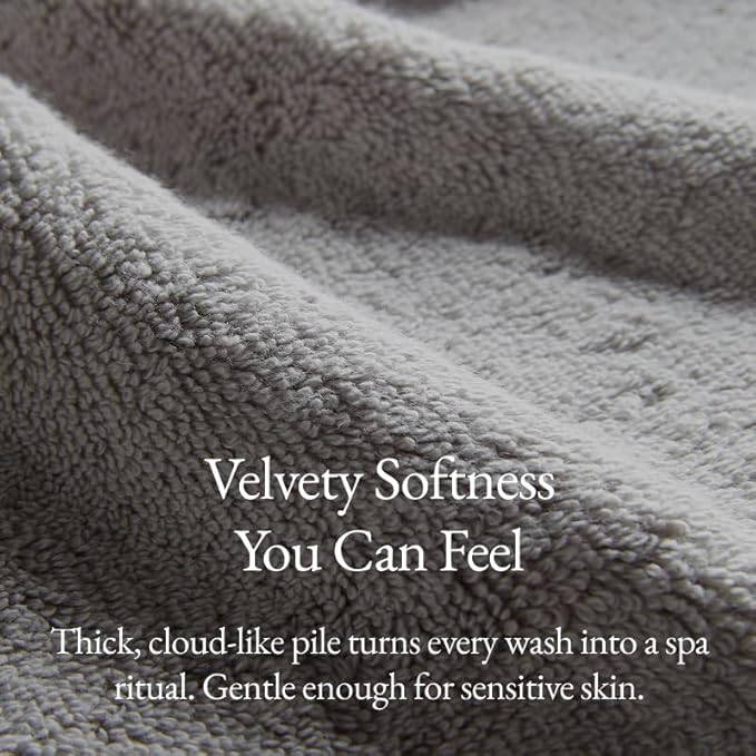 Italic Serene Ultraplush Cotton Towel Set, 4-Piece, 2 Bath Towels + 2 Hand Towels, Light Gray, Large, 800GSM, 100% Cotton, Heavy Duty, Resort Grade Towels (Light Gray)