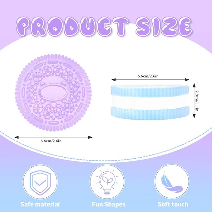 Sticky Cookie Squishies Fidget Toys Adults, Squeeze Toys Sensory Toys for Kids with Autism, Stress Balls for Adults Fidgets Birthday Gifts Party Favors for Kids(2 Pack Green Purple)