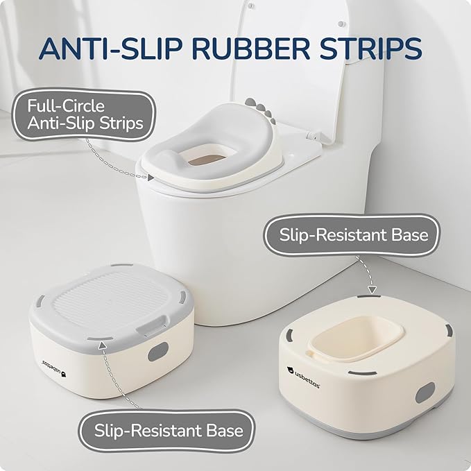 3 in 1 Potty Training Toilet, Dinosaur Toddler Potty Training Seat for Boys Girls with Comfortable Cushion, Easy-to-Clean and Anti-slip Potty Training Step Stool for Toilet (Grey)