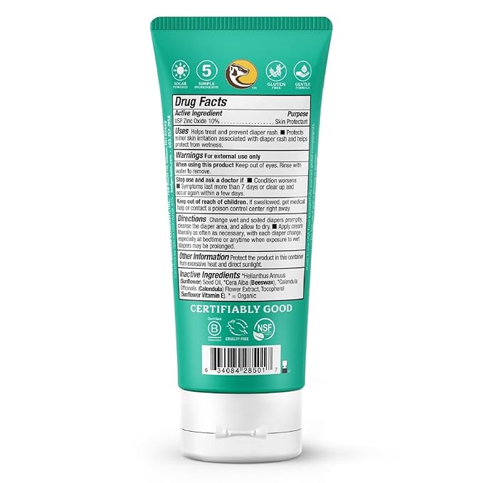 Badger Diaper Cream, 99% Organic Diaper Rash Cream for Baby, Zinc Oxide Ointment w/Soothing Calendula Cream for Sensitive Baby Skin, 2.9 fl oz, 2-Pack