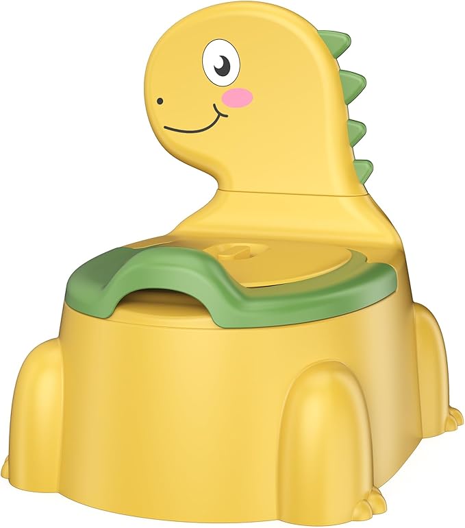 Potty Training Toilet, Toddler Potty Training Seat Baby Potty Chair, Dinosaur Toilet Potty Seat for Boys Girls Kids Toddlers, Portable Travel Potty with lid,Urinal, Splash Guard, Non-Slip Pad(Yellow)