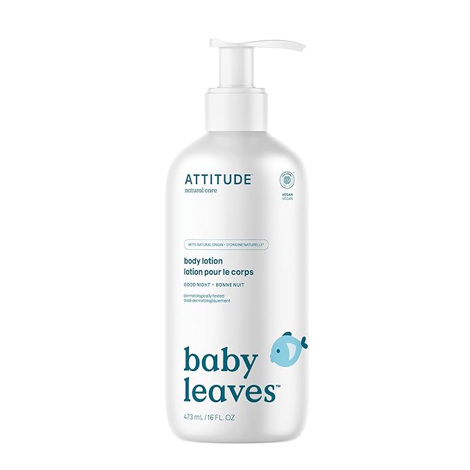 ATTITUDE Baby Lotion, EWG Verified Moisturizer, Dermatologically Tested Moisturizing Cream, Vegan and Cruelty-Free, Good Night, 16 Fl Oz