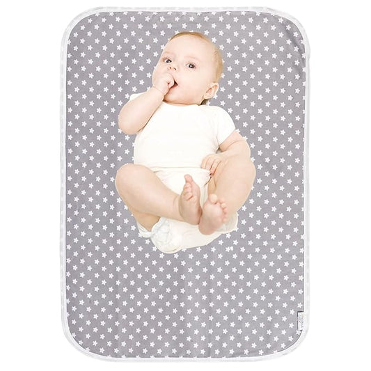 Baby Diaper Changing Pad, 21 5/8" x 31.5" Waterproof Changing Pad Liners 2Pack - Reusable Soft and Absorbent Portable Changing Mat(Star2PCS)
