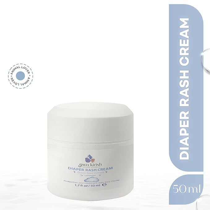 Gew’n Kirish Diaper Rash Cream – Zinc Oxide Barrier with Lavender & Grape Seed Extract | 100% Natural, Hypoallergenic, Vegan & Baby-Safe Formula, 1.7 oz (50ml)