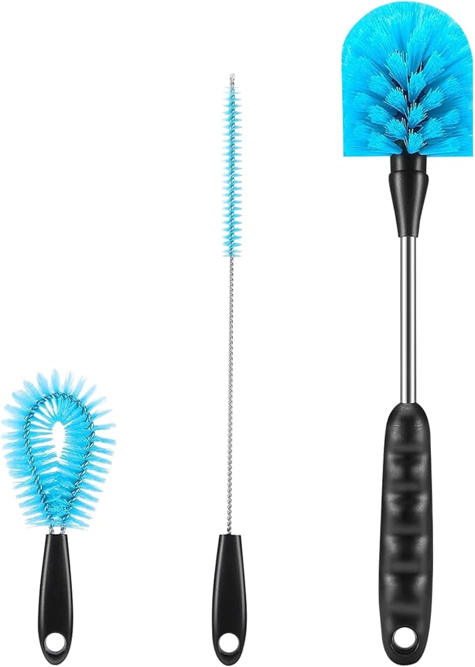 Water Bottle Cleaner Brush, Cup Cleaner Brush Set – 3-Pack 12.2” Stainless Steel Long Handle Brushes for Water Bottles, Baby Bottles, Coffee Cups, Flasks, Straws & Travel Tumblers