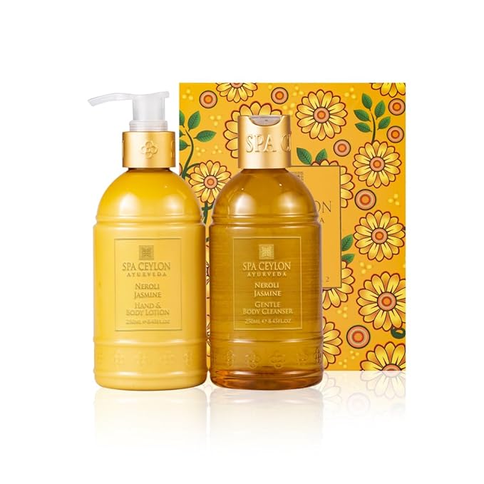 Spa Ceylon Neroli Jasmine Bath & Body Duo | Ayurvedic Body Wash & Body Lotion Set | Natural & Organic Skincare | Hydrating for Normal to Dry Skin