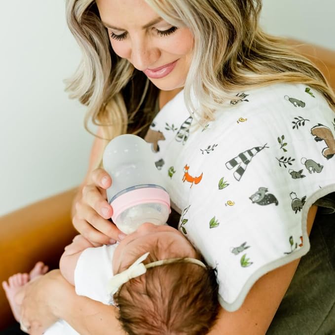 Little Unicorn Ultra-Absorbent Premium Burp Cloth | Soft on Baby's Skin | Larger Size | Ergonomic Design (Forest Friends)
