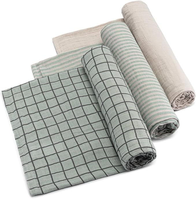 Parker Baby Swaddle Blankets - 3 Pack of 100% Cotton Muslin Swaddle Blankets for Baby Boys and Girls - Unisex/Gender Neutral - Sage