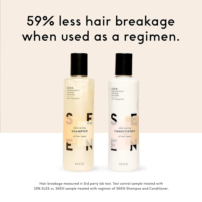 SEEN Travel Trio - Scented - Non-Comedogenic & Sulfate-Free Blow-Out Hair Cream, Shampoo & Conditioner Set- Reduces Frizz- Heat Protectant- Safe for Sensitive & Acne Prone Skin