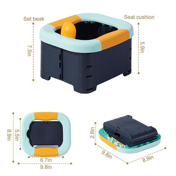 Toilet bowls for children，Portable Potty for Toddler Travel Foldable Travel Potty for Boys Girls Emergency Toilets for Car,Outdoor,Camping and Indoor Seat with Storage Bag（Quiet Blue）