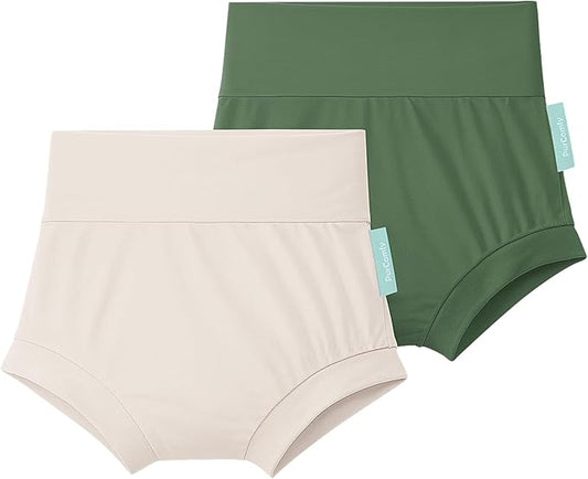 Baby Bloomers Bummies, Soft Bamboo Viscose High Waist Belly Shorts & Diaper Cover for Infant Toddler Girls Boys, 2-Pack