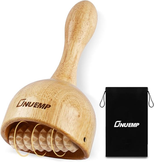 ONUEMP Wooden Therapy Cup with Roller, Wood Therapy Massage Tools, Maderoterapia Kit Colombiana, Fascia Roller for Body Shaping, Lymphatic Drainage, Cellulite Remover, Muscle Relief