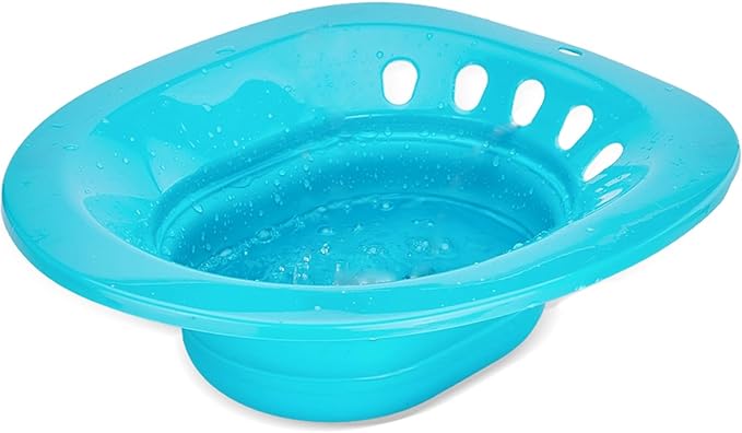 Pochik Sitz Bath for Toilet Seat, Sitz Baths for Hemorrhoids and Postpartum Care, Yoni Steam Seat, Collapsible Basin for Epsom Salt Soak, Sits Bath Kit for Women - Sapphire