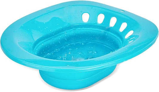 Pochik Sitz Bath for Toilet Seat, Sitz Baths for Hemorrhoids and Postpartum Care, Yoni Steam Seat, Collapsible Basin for Epsom Salt Soak, Sits Bath Kit for Women - Sapphire