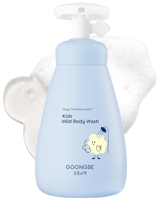GOONGBE Kids' Mild Body Wash - Korean Kids Body Cleanser - Hydrating & Refreshing Low pH Soft Bubble Foaming with Panthenol and Amino Acids - Allergen Free Scent, 10.1 fl.oz.