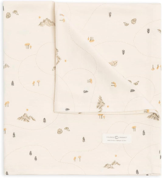 Colored Organics Baby Organic Cotton Swaddle - Infant Receiving Blanket - Hiking/Pine