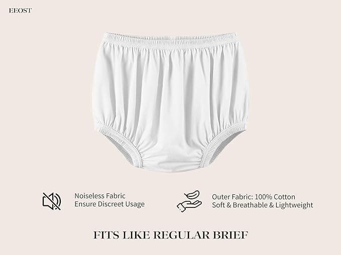 Adult Diaper Cover for Incontinence Noiseless Leak-Protection Underwear Plastic Pants Over Diapers Waterproof Rubber Pants (White, XL(Men Size))