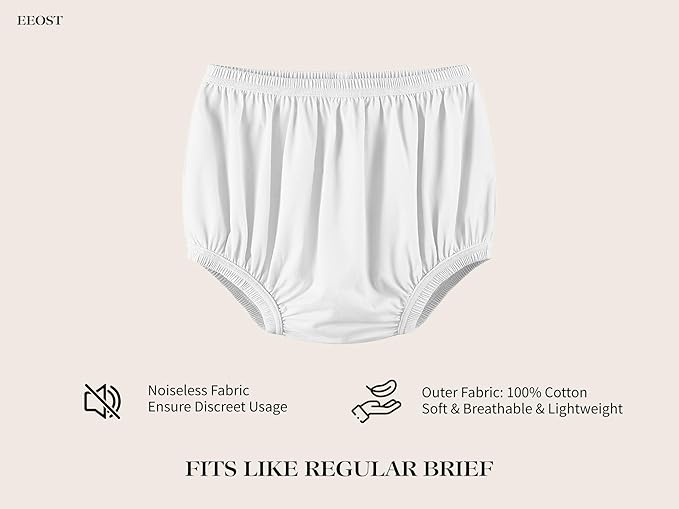 Adult Diaper Cover for Incontinence Noiseless Leak-Protection Underwear Plastic Pants Over Diapers Waterproof Rubber Pants (White, S(Men Size))