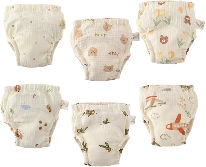 Baby Training Underpants,Soft Cotton Absorbent Potty Training Underwear For Baby Boys And Girls 6 Pack
