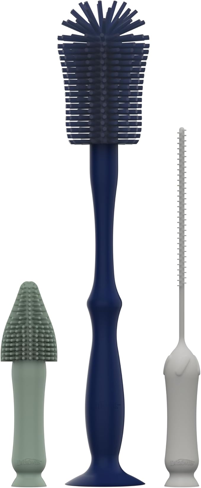 Dr. Brown's Silicone Cleaning Brush Set with Bottle, Spout, and Straw Brush, 3 Brushes to Clean Baby Bottles, Spouts, Nipples, and Straws, BPA Free – 3-Pack