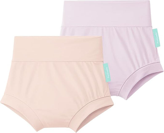 Baby Bloomers Bummies, Soft Bamboo Viscose High Waist Belly Shorts & Diaper Cover for Infant Toddler Girls Boys, 2-Pack