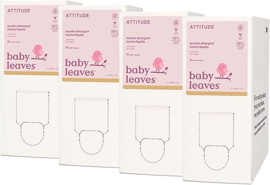 ATTITUDE Baby Laundry Detergent Liquid, EWG Verified, Safe for Baby Clothes, Infant, Newborn, Vegan, Naturally Derived Washing Soap, HE Compatible,