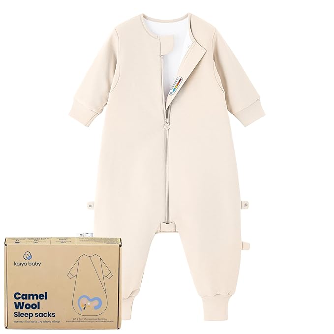 kaiya baby Unisex Toddler Sleep Sack with Feet 1.0 Tog Split Legs Sleep Sack 3T-4T, Sleep Bag Walker, Gifts for Boys & Girls, Cream