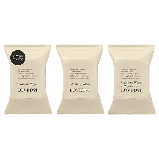 Loved01 Face & Body Salicylic Acid Exfoliating Cleansing Wipes, John Legend Skincare, Oil & Fragrance-Free, No-Rinse, Suitable for Blemish-Prone Skin, 3-Pack (72 wipes)