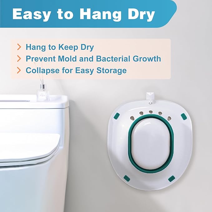 Pochik Sitz Bath for Toilet Seat, Sitz Baths for Hemorrhoids and Postpartum Care, Yoni Steam Seat, Collapsible Basin for Epsom Salt Soak, Sits Bath Kit for Women - Green