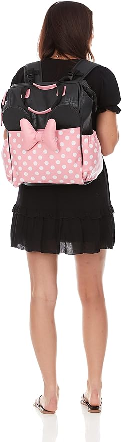 Disney Cudlie Diaper Bag Backpack for Moms | Large Spacious Diaper Bag for Baby Boys and Girls | 16-Inches High Multi-Function Backpack with Cute Characters