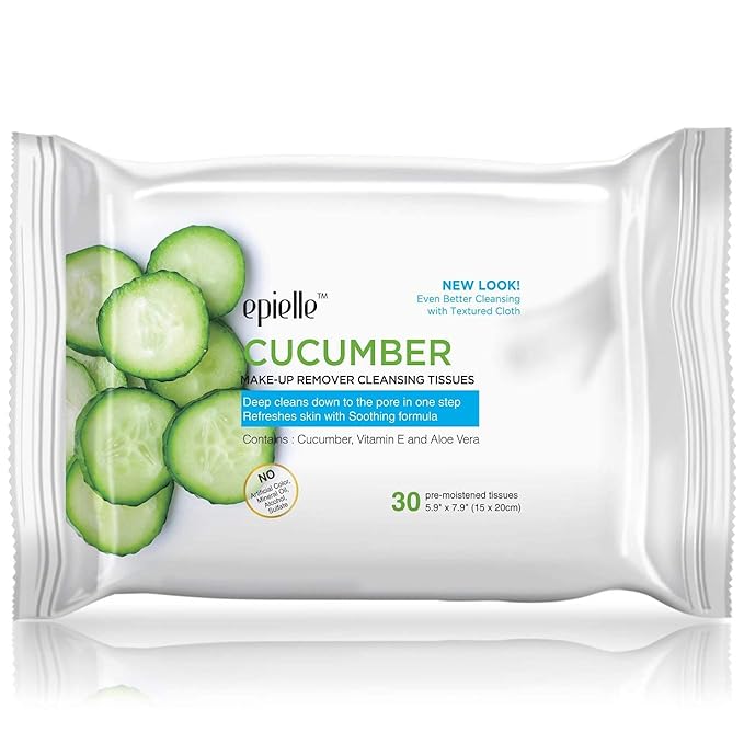 Epielle Makeup Remover Wipes, Remove Dirt, Oil, Waterproof Mascara, Gentle Daily Facial Cleanser Towelettes with Collagen, Tea Tree & Aloe Vera, Hypoallergenic & Alcohol-Free, 30 Count (Pack of 6)