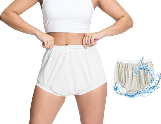 Women's Plastic Pants for Adult Diapers Incontinence Waterproof Cloth Diaper Cover Leakproof Rubber Underwear Alternative (White, XL)