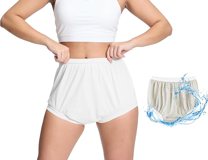 Women's Plastic Pants for Adult Diapers Incontinence Waterproof Cloth Diaper Cover Leakproof Rubber Underwear Alternative (White, 3XL)