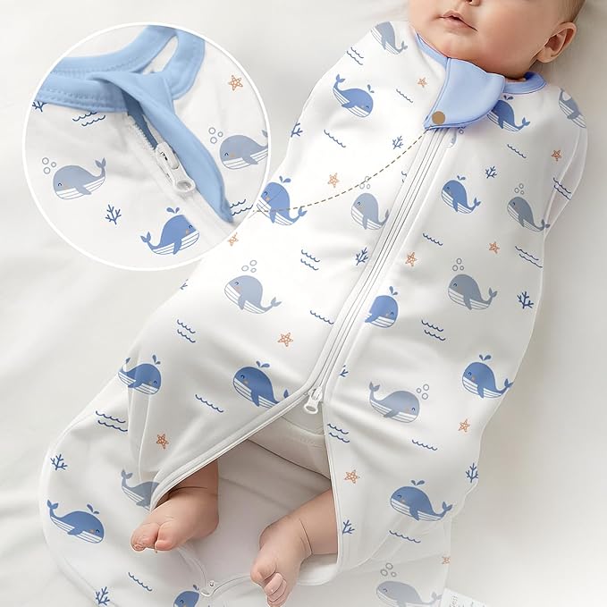 Baby Swaddle 0-2 Months, Cotton Arm-In Zipper Sleep Sack, Wearable Blankets Wrap for Newborn Infant Boys (Dinosaur, Star Moon, Whale, Pack of 3)