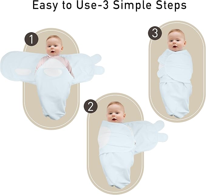 GLLQUEN BABY Girl Swaddles 0-3 Months - 3 Pack Baby Swaddles Sack for Newborn, Infant Sleep Sack, Easy Swaddling Wrap, Tranquil Blue, Nursery Swaddle Blankets Essentials