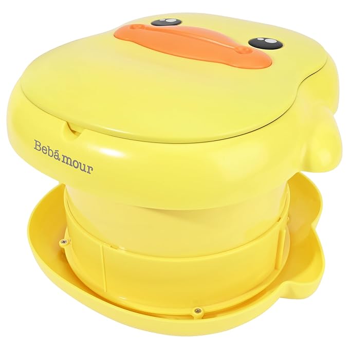 Bebamour Portable Potty Seat for Kids Travel - Foldable Training Toilet Chair for Toddler Girls with Storage Bags for Outdoor and Indoor Easy to Clean (Yellow)