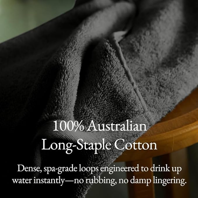 Italic Serene Ultraplush Cotton Bath Towels, 4-Pack (2 Sets of 2), Charcoal, Large, 800GSM, 100% Cotton, Heavy Duty, Resort Grade Towels (Charcoal)