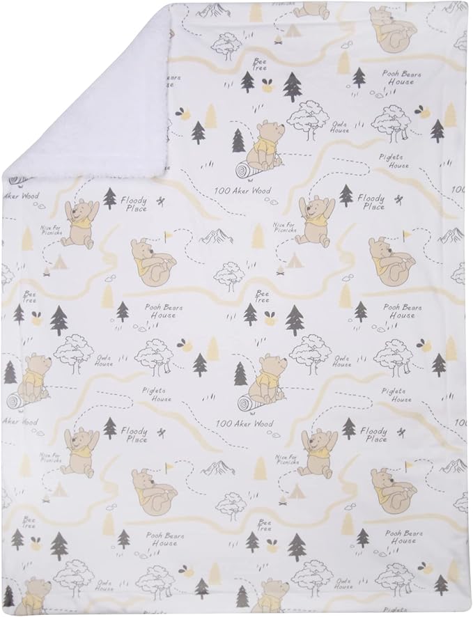 Lambs & Ivy Disney Baby Pooh and The Hundred Acre Woods White Baby Blanket