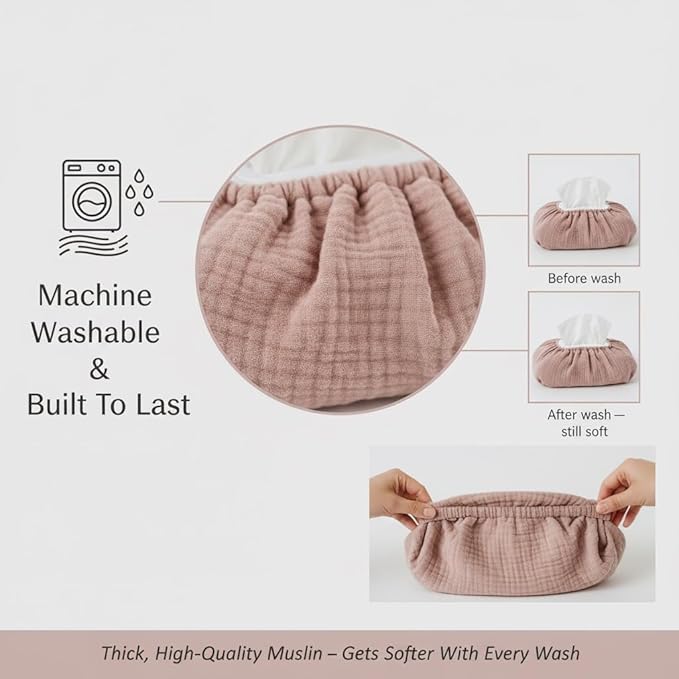 Baby Wipes Cover – Universal Size, One Size Fits All Wipes Packages | Muslin Cotton Tissue Cover for Nursery, Diaper Bag & Changing Table, Station | Gingham & Neutral Patterns (Caramel Daisy)