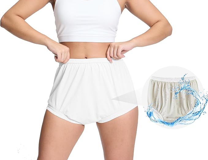 Women's Plastic Pants for Adult Diapers Incontinence Waterproof Cloth Diaper Cover Leakproof Rubber Underwear Alternative (White, 2XL)