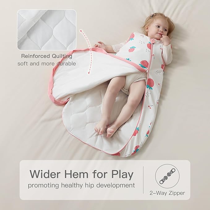1.0 Tog 2.5 Tog Baby Sleep Sack, 100% Cotton Baby Sleeping Bag 3-24M, 2-Way Zipper Baby Wearable Blanket