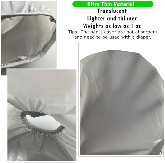 AQX Adult Leakproof Underwear for Incontinence, Washable Low Noise Reusable Adult Diaper Cover, Grey Plastic Pants Cover Unisex 2Pcs