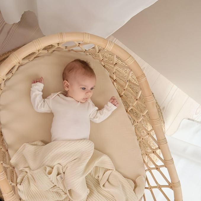 Knitted Organic Cotton Baby Blanket- Swaddle Blanket, 30" x 40" Soft Receiving Blanket for Newborn (Soft White)