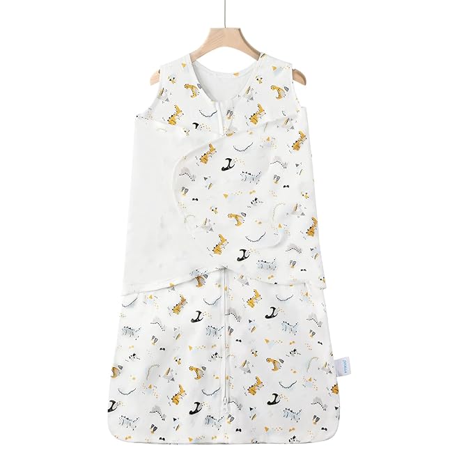 Swaddle-Blanket Baby Girl & Boy Swaddles Newborn Infant Transition 100% Cotton Wrap Blankets, 3-Way Adjustable Wearable Blanket, TOG 1.0 (Dinosaur, Small, 0-3 Month)